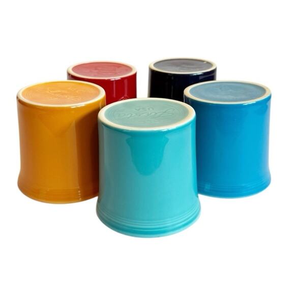 Vtg Fiestaware Fiesta HLC Set of 5 Multicolored Coffee Cups Mugs Ring Handles - Picture 7 of 16